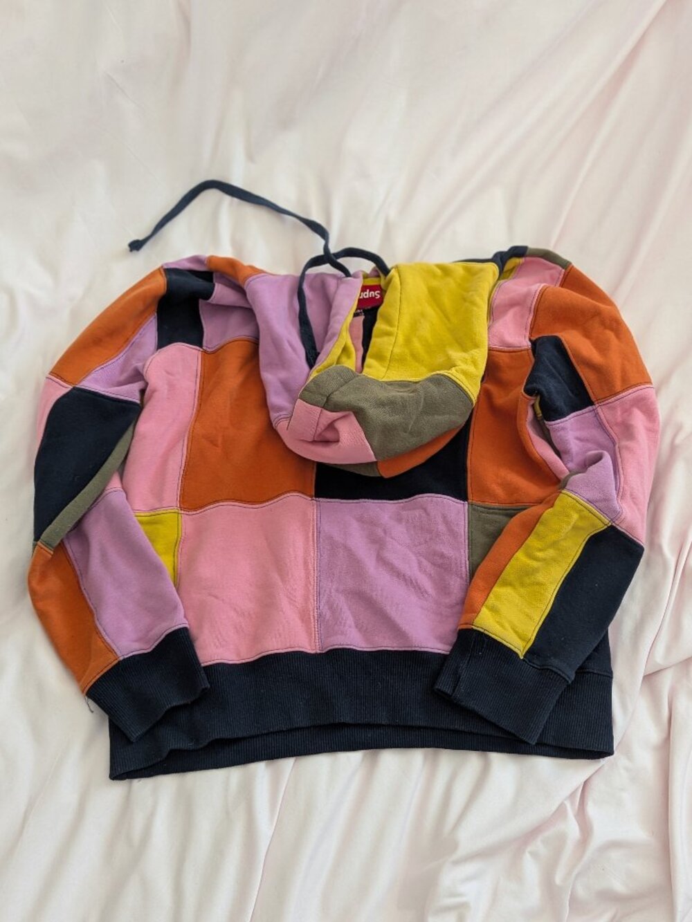 Supreme Multi-Color Patchwork Hooded Sweatshirt Size Small - Picture 12 of 15